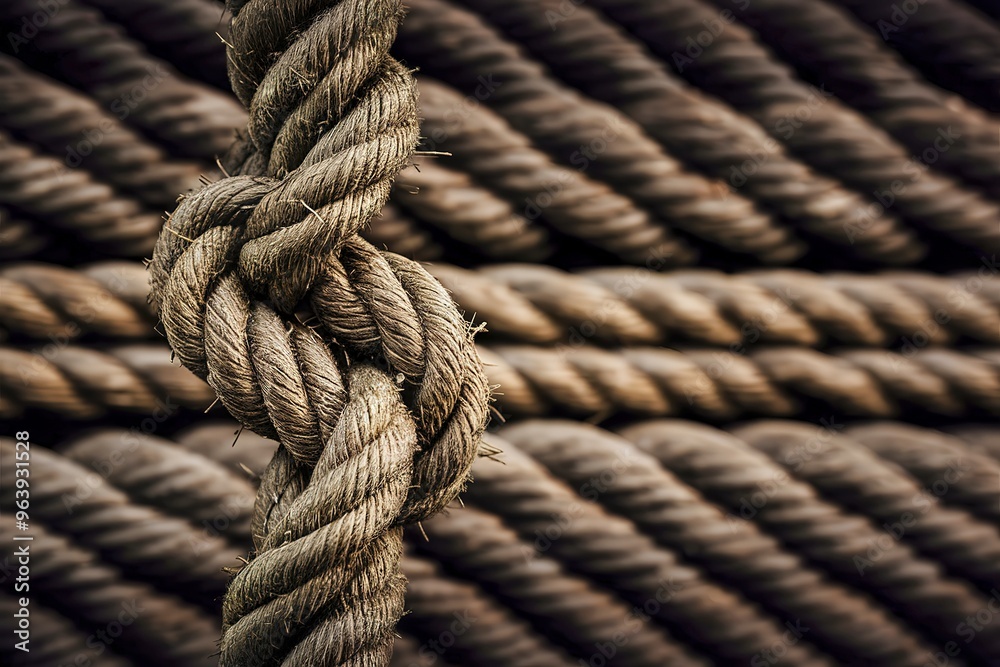 a thick and textured rope, showcasing the intricate twists and knots a thick and textured rope, showcasing the intricate twists and knots