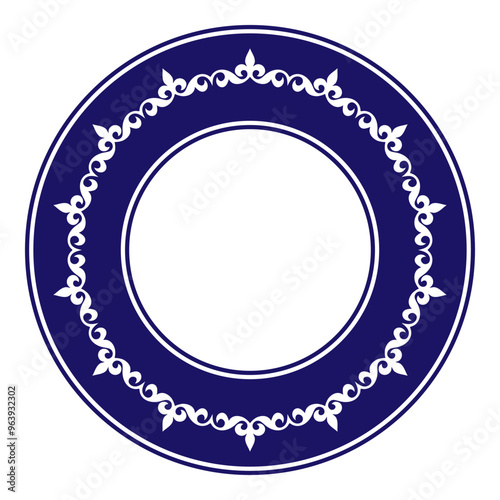 Vector Kazakh national round pattern, frame, ornament. Workpiece for your design.Ethnic ornament peoples of Asia, Kazakhs, Kirghiz, Uzbek, Mongols. For decoration of clothes and yurts, ceramic