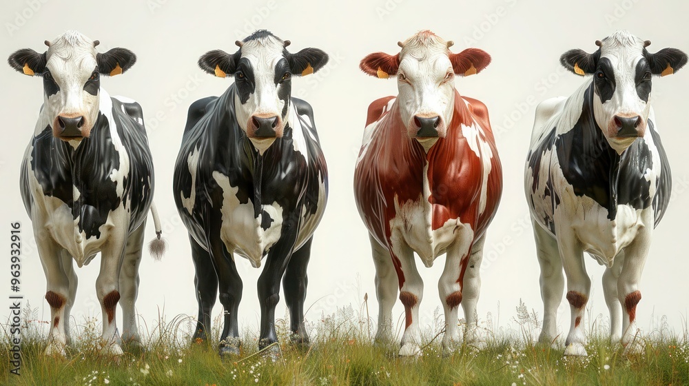 Isolated Vector Illustration Set of Funny Milk Cows - Mammal Animals with Unique Personalities Isolated Vector Illustration Set of Funny Milk Cows - Mammal Animals with Unique Personalities