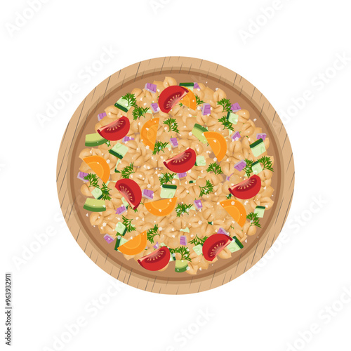 Vector Illustration Logo Clipart Top View Chickpea Salad