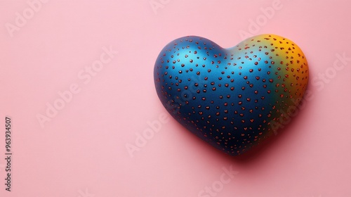 Blue and yellow heart with red dots. A colourful heart with red dots to use for romantic or loving themes.