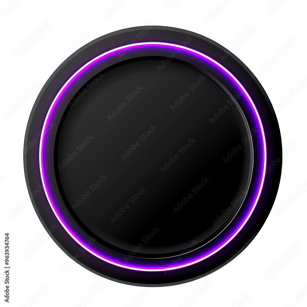 Black Circular Frame with Glowing Purple Neon Border
