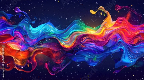 Abstract Colorful Swirls in Cosmic Night