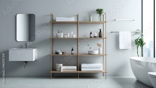 modern bathroom interior with furniture