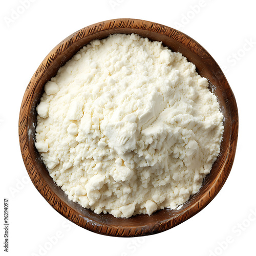 White Powder in a Wooden Bowl