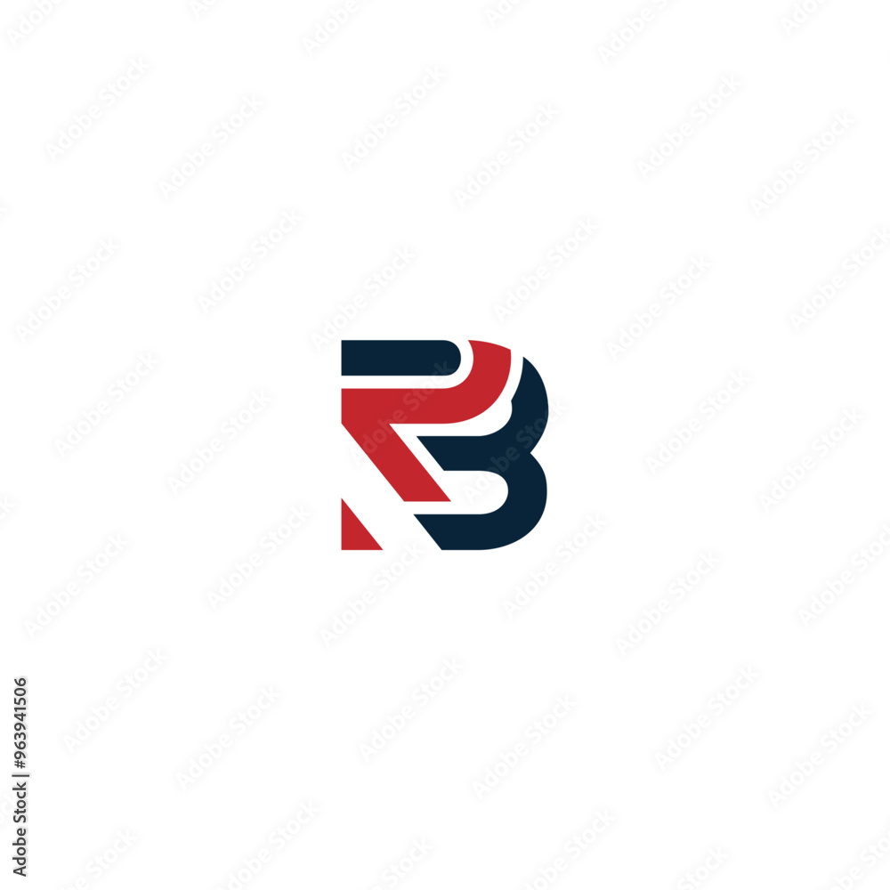 Fototapeta premium BR or RB awesome letter logo design. Abstract design with different colors illustration. Icon or monogram design.