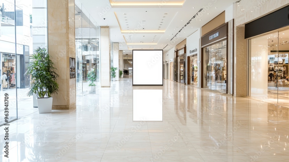 Fototapeta premium Empty Mockup Billboard in Modern Shopping Mall Interior