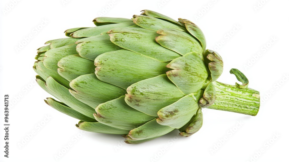 Fototapeta premium Fresh Green Artichoke Isolated on White Background