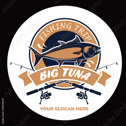 Big Tuna Fishing Logo. Unique and Fresh tuna Jumping, Great to use as your Tuna or Saltwater Fishing Logo.