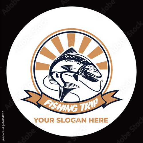 Tuna Fishing Trip Logo. Unique and Fresh tuna Jumping, Great to use as your Tuna or Saltwater Fishing Logo. trendy logo