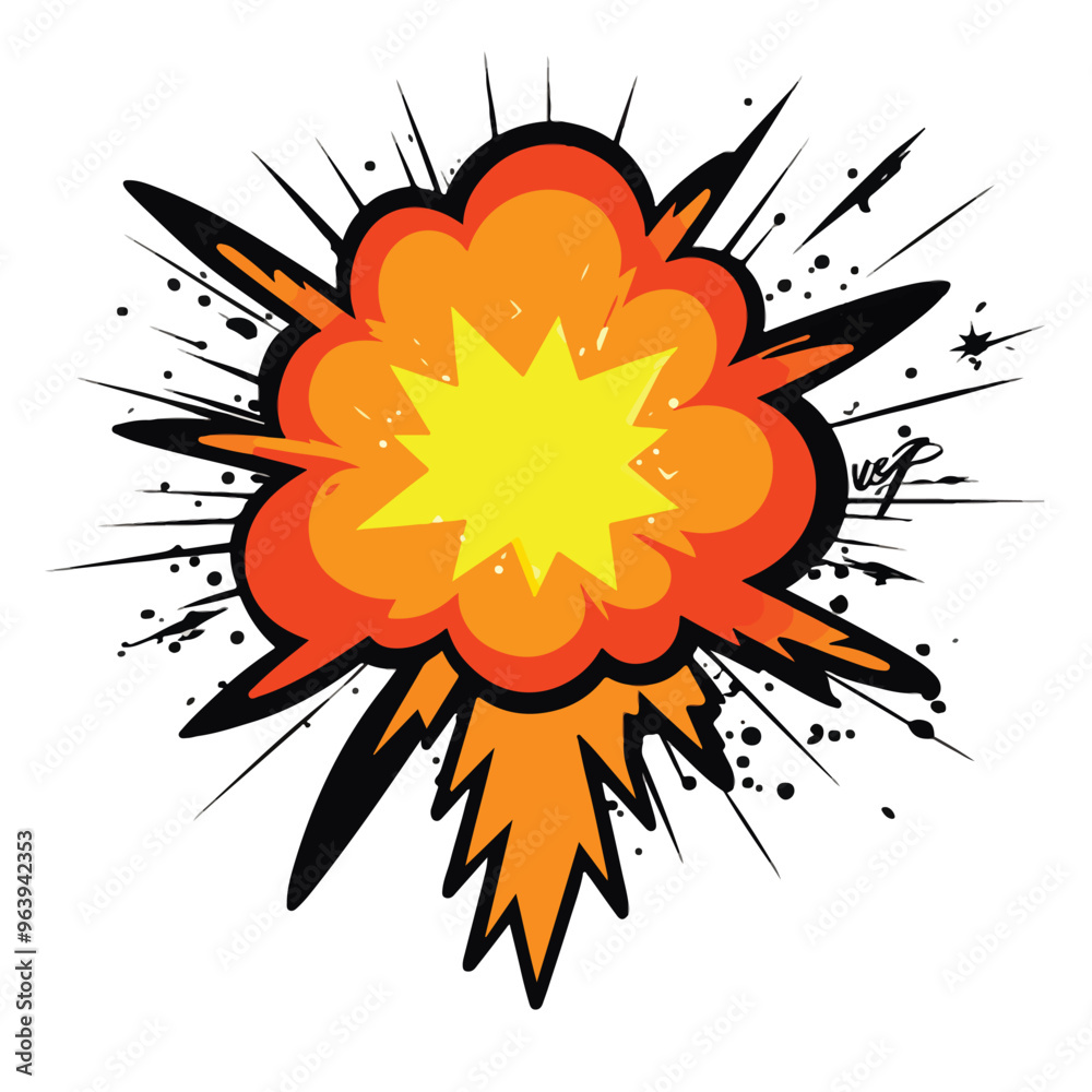 Hand drawn explosion, bomb element. Comic doodle sketch style. Explosion speech bubble with pow, boom, omg text. Vector illustration.
Hand drawn explosion, bomb element. Comic doodle sketch style. Explosion speech bubble with pow, boom, omg text. Vector illustration.