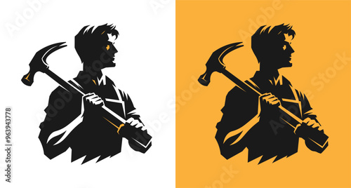 Silhouette of a worker or labor man, perfect for industrial and construction designs