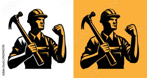 Silhouette of a worker or labor man, perfect for industrial and construction designs