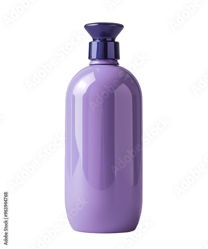 Lavender-Colored Pump Bottle with Blue Top on Gray Background