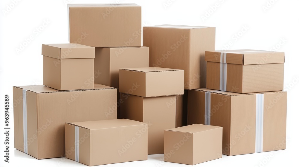 Stack of Cardboard Boxes for Moving Shipping and Storage Stack of Cardboard Boxes for Moving Shipping and Storage