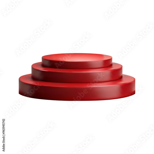 Vector 3d realistic red podium sale stand cylinder pedestal in the red room. Luxury award ceremony. Black friday sale, cyber monday