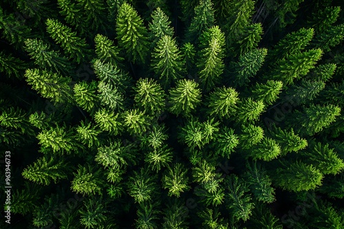 Aerial View of Dense Evergreen Forest Canopy