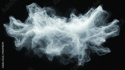 Abstract White Smoke Cloud on Black Background