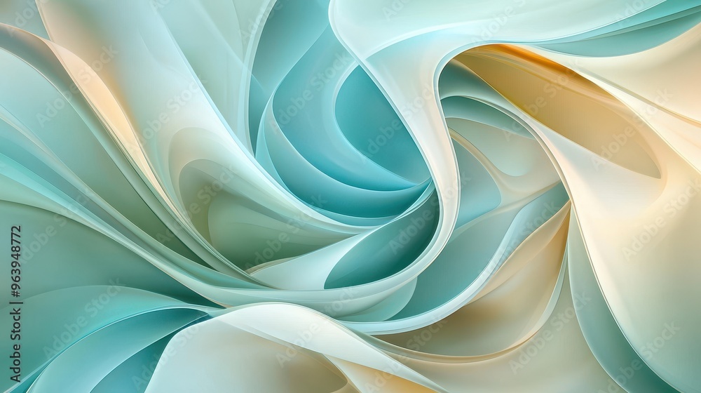 Fototapeta premium Abstract Swirling Pattern in Blue White and Gold Tones