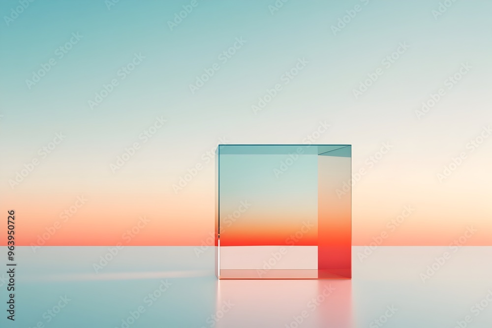 Serene Geometric Reflection at Sunset or Sunrise with Tranquil Horizon Serene Geometric Reflection at Sunset or Sunrise with Tranquil Horizon
