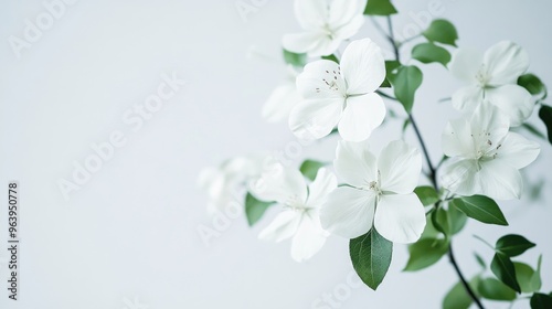 Beautiful white flowers against a subtle, dynamic white background, providing an elegant floral backdrop perfect for design or decoration