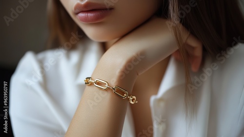 Elegant Link Bracelet Isolated on Transparent Background. A finely crafted metallic link bracelet with intricate detailing, showcasing luxury and style, perfect for use in fashion design, jewelry mock