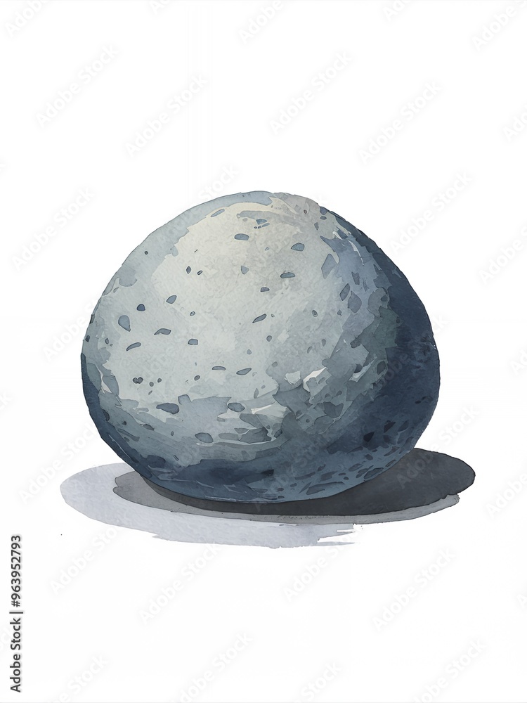 Watercolor illustration of a smooth blue rock with a light cast shadow. Watercolor illustration of a smooth blue rock with a light cast shadow.