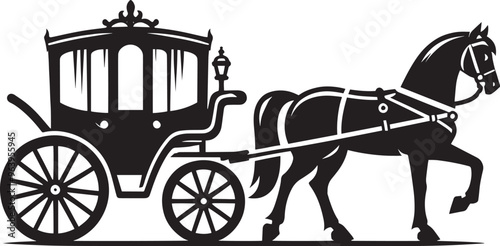 Horse carriage silhouette vector illustration isolated on a white background