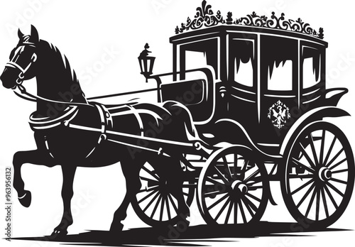 Horse carriage silhouette vector illustration isolated on a white background