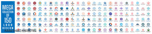 Mega collection of 150 Network Logo design vector illustration. used for technology company identities