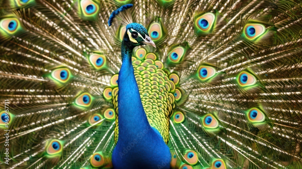 Fototapeta premium Peacock with Spread Feathers