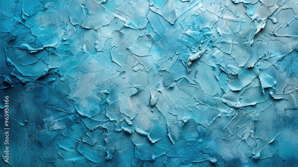 Blue painted grungy textured background, abstract stone wall with vintage stucco surface