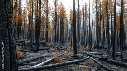 Charred Forest After a Fire