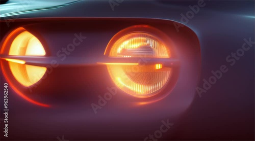 Close-up view of black car headlights