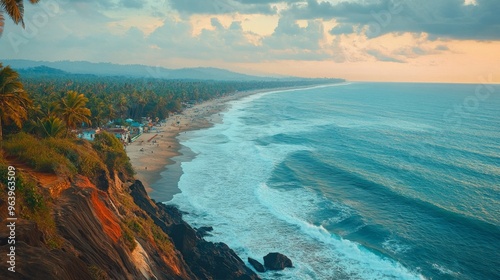 Kerala's Varkala beach from cliff