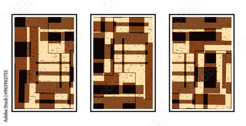 Set of 3 Abstract pattern. Illustration for printing on wall decorations. For use in graphics.