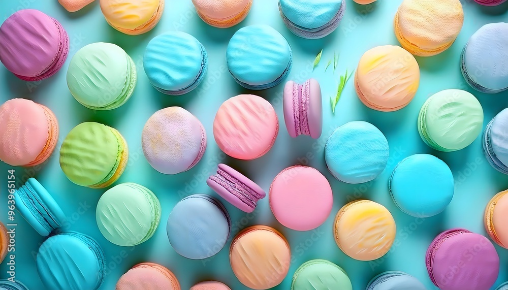 3d render of multi-colored macarons on a white background. 3d render of multi-colored macarons on a white background.