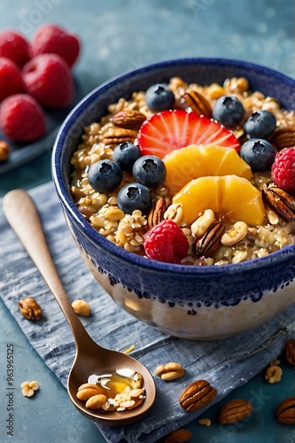 bowl of muesli with berries_ Generated by Ai