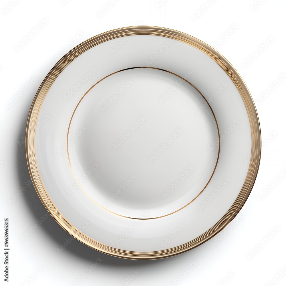 Elegant white plate with a gold rim. Elegant white plate with a gold rim.