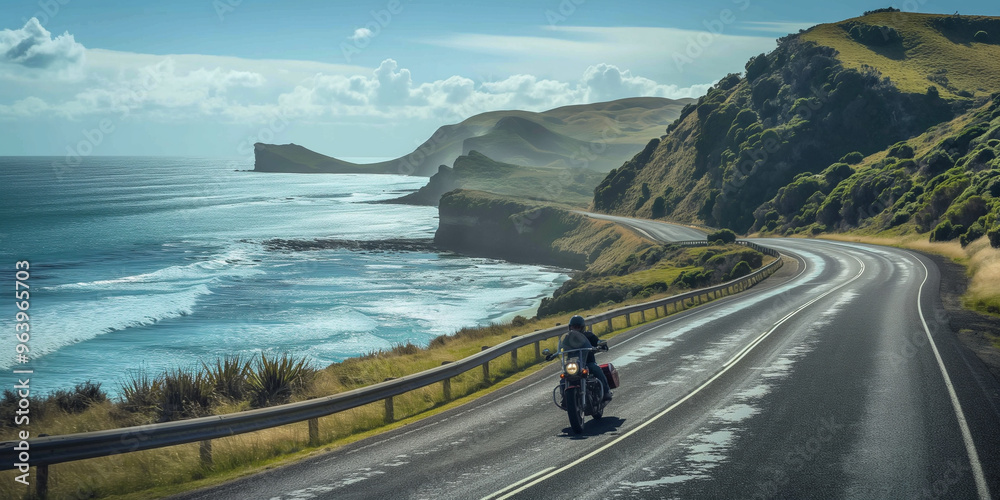 A motorbike cruises on coastal road, offers a sense of freedom and adventure on this motorcycle tour journey.
A motorbike cruises on coastal road, offers a sense of freedom and adventure on this motorcycle tour journey.