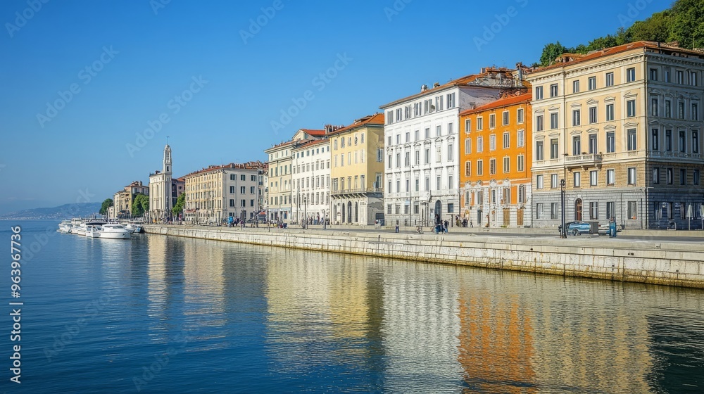 Obraz premium Structures along Trieste's water edge