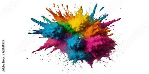 Vector colorful vibrant rainbow, smoke and cloud holi paint color powder explosion with bright colors isolated  on transparent background. Multicolored explosion of rainbow powder paint holi festival 