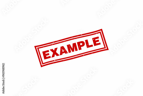 Example stamp, Example red square stamp.