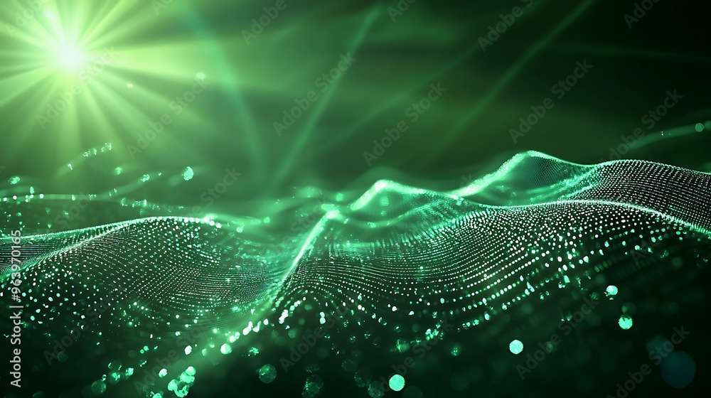 Mystical Green Waves: A Digital Visual Exploration of Light and Form Mystical Green Waves: A Digital Visual Exploration of Light and Form