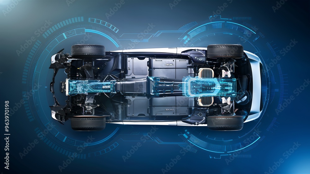 Naklejka premium Futuristic electric vehicle interior with advanced technology