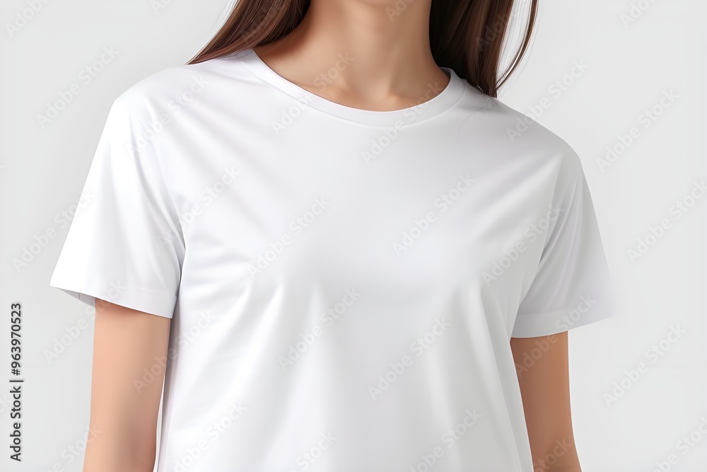 Stylish Woman Wearing T-shirts - Isolated on White Background Stylish Woman Wearing T-shirts - Isolated on White Background