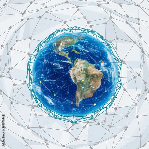 A vibrant, connected global network surrounding the Earth photo