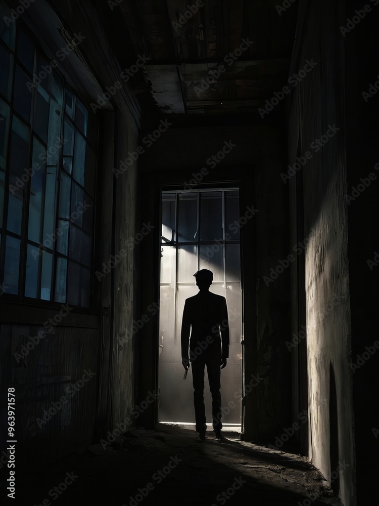 silhouette of a man in a corridor silhouette of a man in a corridor