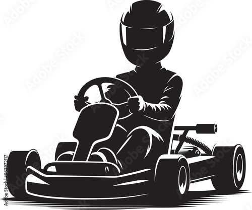 Go-cart silhouette vector illustration isolated on a white background