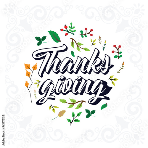 Happy Thanksgiving Day, typography, vector illustration, greeting card, social media post, banner, poster, flyer, decoration card, invitation card, Calligraphic design